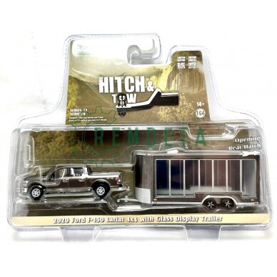 MODELIUKAS PIKAPAS SU PRIEKABA FORD F-150 32280D 1:64 GREEN LIGHT